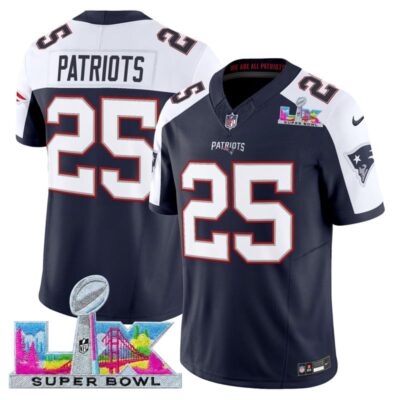 Men's New England Patriots Super Bowl LX Vapor Limited Stitched Jersey - Navy Alternate / #25 Patriots