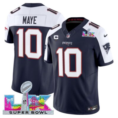 Men's New England Patriots Super Bowl LX Vapor Limited Stitched Jersey - Navy Alternate / Drake Maye