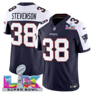 Men's New England Patriots Super Bowl LX Vapor Limited Stitched Jersey - Navy Alternate / Rhamondre Stevenson