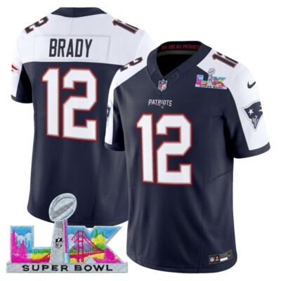 Men's New England Patriots Super Bowl LX Vapor Limited Stitched Jersey - Navy Alternate / Tom Brady