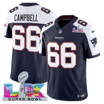 Men's New England Patriots Super Bowl LX Vapor Limited Stitched Jersey - Navy Alternate / Will Campbell