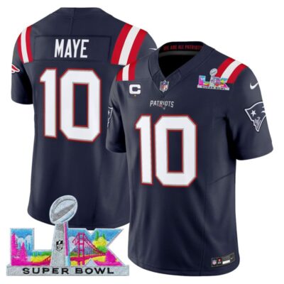 Men's New England Patriots Super Bowl LX Vapor Limited Stitched Jersey - Navy / Drake Maye