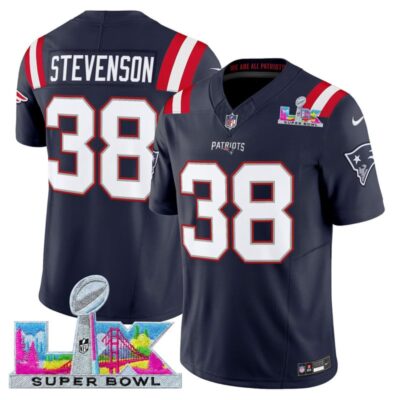 Men's New England Patriots Super Bowl LX Vapor Limited Stitched Jersey - Navy / Rhamondre Stevenson