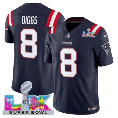 Men's New England Patriots Super Bowl LX Vapor Limited Stitched Jersey - Navy / Stefon Diggs