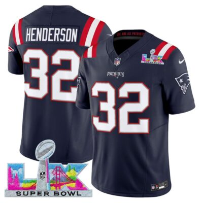 Men's New England Patriots Super Bowl LX Vapor Limited Stitched Jersey - Navy / TreVeyon Henderson