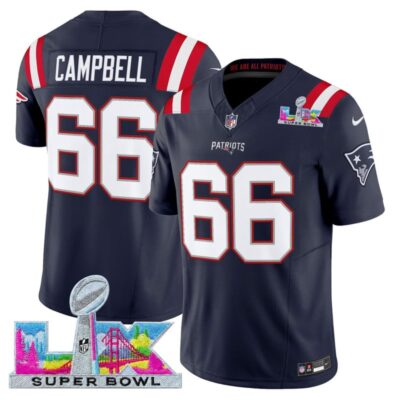 Men's New England Patriots Super Bowl LX Vapor Limited Stitched Jersey - Navy / Will Campbell