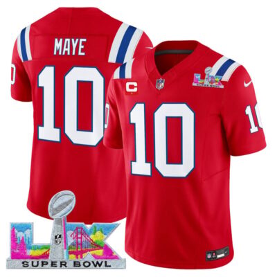 Men's New England Patriots Super Bowl LX Vapor Limited Stitched Jersey - Red / Drake Maye