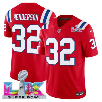 Men's New England Patriots Super Bowl LX Vapor Limited Stitched Jersey - Red / TreVeyon Henderson