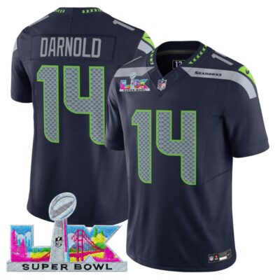 Men's Seattle Seahawks Super Bowl LX Vapor Limited Stitched Jersey - College Navy / Sam Darnold