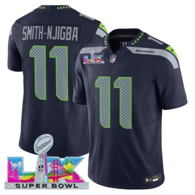 Men's Seattle Seahawks Super Bowl LX Vapor Limited Stitched Jersey - College Navy / Smith-Njigba