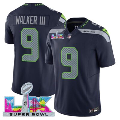 Men's Seattle Seahawks Super Bowl LX Vapor Limited Stitched Jersey - College Navy / Walker III