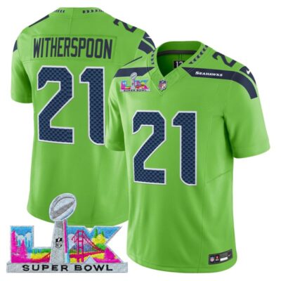 Men's Seattle Seahawks Super Bowl LX Vapor Limited Stitched Jersey - Green / Devon Witherspoon