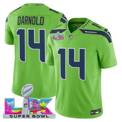 Men's Seattle Seahawks Super Bowl LX Vapor Limited Stitched Jersey - Green / Sam Darnold