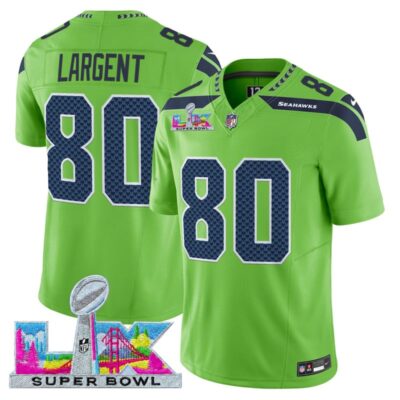 Men's Seattle Seahawks Super Bowl LX Vapor Limited Stitched Jersey - Green / Steve Largent
