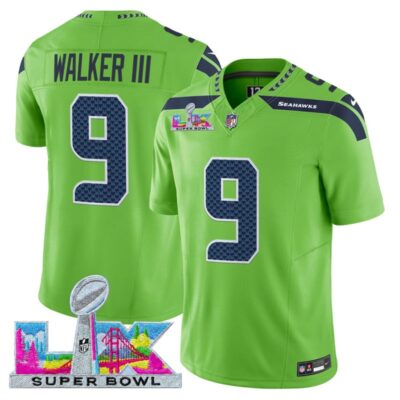 Men's Seattle Seahawks Super Bowl LX Vapor Limited Stitched Jersey - Green / Walker III