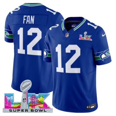 Men's Seattle Seahawks Super Bowl LX Vapor Limited Stitched Jersey - Royal / 12th Fan