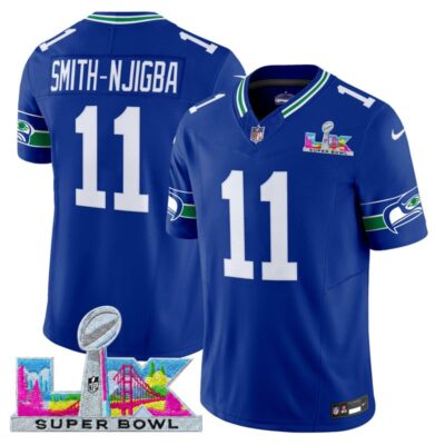 Men's Seattle Seahawks Super Bowl LX Vapor Limited Stitched Jersey - Royal / Smith-Njigba