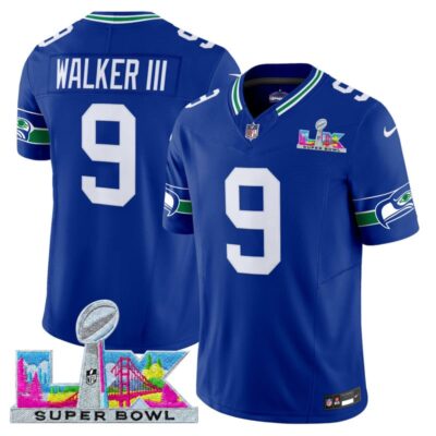 Men's Seattle Seahawks Super Bowl LX Vapor Limited Stitched Jersey - Royal / Walker III