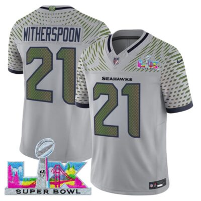Men's Seattle Seahawks Super Bowl LX Vapor Limited Stitched Jersey - Wolf Gray / Devon Witherspoon