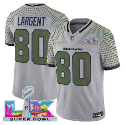 Men's Seattle Seahawks Super Bowl LX Vapor Limited Stitched Jersey - Wolf Gray / Steve Largent