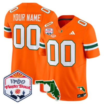 Miami Hurricanes 2026 The Fiesta Bowl & Florida Patch Vapor Limited Custom Stitched Jersey - Orange