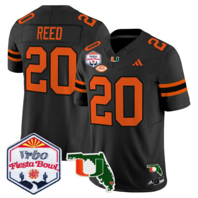 Miami Hurricanes 2026 The Fiesta Bowl & Florida Patch Vapor Limited Stitched Jersey - Black / Ed Reed