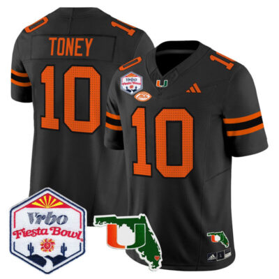 Miami Hurricanes 2026 The Fiesta Bowl & Florida Patch Vapor Limited Stitched Jersey - Black / Malachi Toney