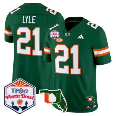 Miami Hurricanes 2026 The Fiesta Bowl & Florida Patch Vapor Limited Stitched Jersey - Green / Jordan Lyle