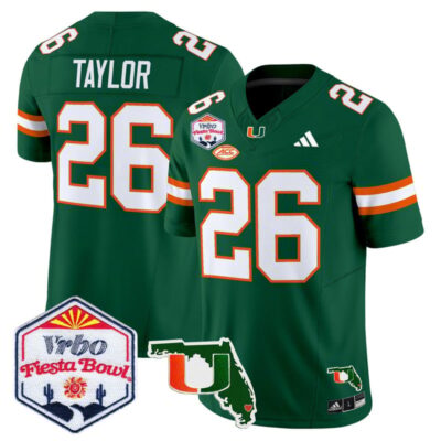 Miami Hurricanes 2026 The Fiesta Bowl & Florida Patch Vapor Limited Stitched Jersey - Green / Sean Taylor