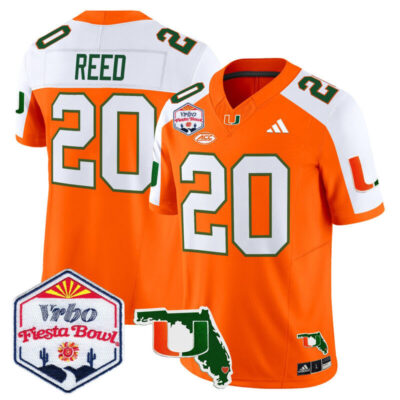 Miami Hurricanes 2026 The Fiesta Bowl & Florida Patch Vapor Limited Stitched Jersey - Orange Alternate / Ed Reed