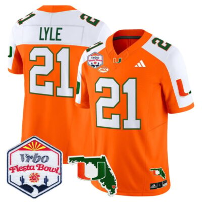 Miami Hurricanes 2026 The Fiesta Bowl & Florida Patch Vapor Limited Stitched Jersey - Orange Alternate / Jordan Lyle