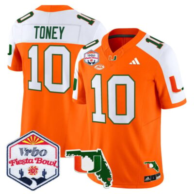 Miami Hurricanes 2026 The Fiesta Bowl & Florida Patch Vapor Limited Stitched Jersey - Orange Alternate / Malachi Toney