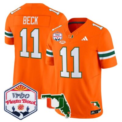 Miami Hurricanes 2026 The Fiesta Bowl & Florida Patch Vapor Limited Stitched Jersey - Orange / Carson Beck