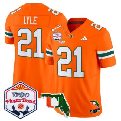 Miami Hurricanes 2026 The Fiesta Bowl & Florida Patch Vapor Limited Stitched Jersey - Orange / Jordan Lyle