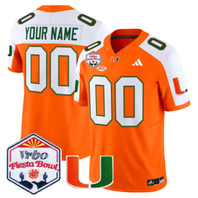 Miami Hurricanes 2026 The Fiesta Bowl Vapor Limited Custom Stitched Jersey - Orange Alternate