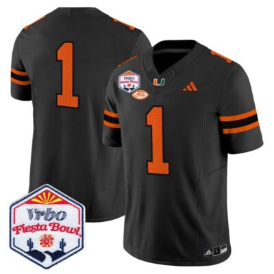 Miami Hurricanes 2026 The Fiesta Bowl Vapor Limited Stitched Jersey - Black / #1 Team