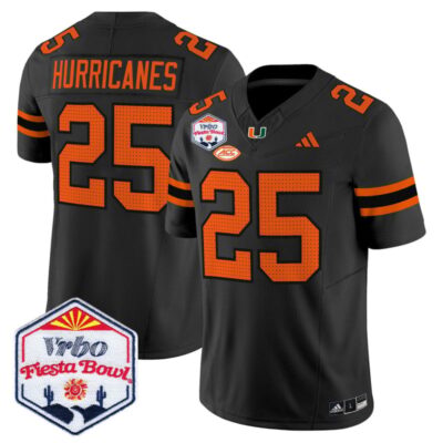 Miami Hurricanes 2026 The Fiesta Bowl Vapor Limited Stitched Jersey - Black / #25 Hurricanes