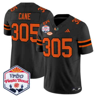 Miami Hurricanes 2026 The Fiesta Bowl Vapor Limited Stitched Jersey - Black / Cane 305
