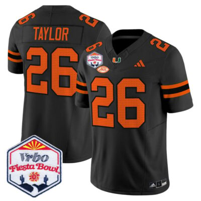 Miami Hurricanes 2026 The Fiesta Bowl Vapor Limited Stitched Jersey - Black / Sean Taylor