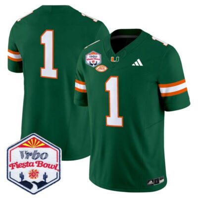 Miami Hurricanes 2026 The Fiesta Bowl Vapor Limited Stitched Jersey - Green / #1 Team