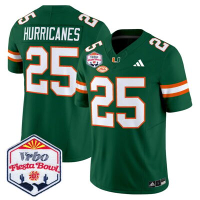 Miami Hurricanes 2026 The Fiesta Bowl Vapor Limited Stitched Jersey - Green / #25 Hurricanes