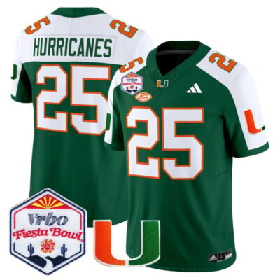 Miami Hurricanes 2026 The Fiesta Bowl Vapor Limited Stitched Jersey - Green Alternate / #25 Hurricanes
