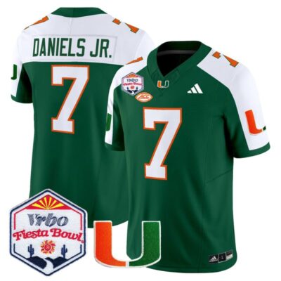 Miami Hurricanes 2026 The Fiesta Bowl Vapor Limited Stitched Jersey - Green Alternate / CJ Daniels
