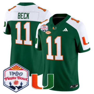 Miami Hurricanes 2026 The Fiesta Bowl Vapor Limited Stitched Jersey - Green Alternate / Carson Beck