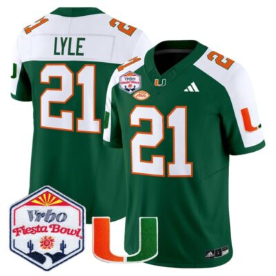 Miami Hurricanes 2026 The Fiesta Bowl Vapor Limited Stitched Jersey - Green Alternate / Jordan Lyle