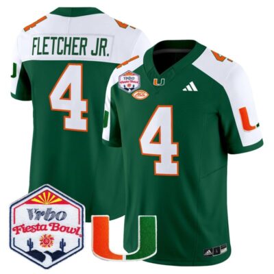 Miami Hurricanes 2026 The Fiesta Bowl Vapor Limited Stitched Jersey - Green Alternate / Mark Fletcher Jr.