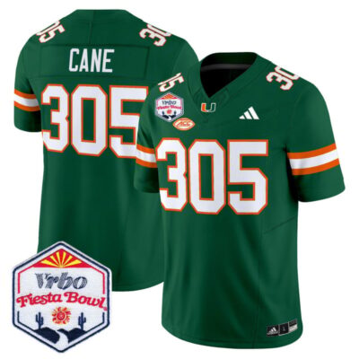 Miami Hurricanes 2026 The Fiesta Bowl Vapor Limited Stitched Jersey - Green / Cane 305