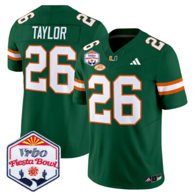 Miami Hurricanes 2026 The Fiesta Bowl Vapor Limited Stitched Jersey - Green / Sean Taylor