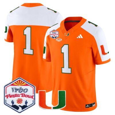 Miami Hurricanes 2026 The Fiesta Bowl Vapor Limited Stitched Jersey - Orange Alternate / #1 Team