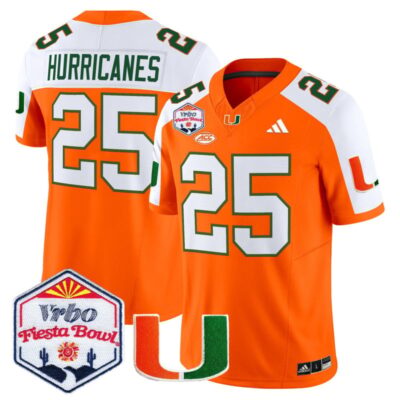 Miami Hurricanes 2026 The Fiesta Bowl Vapor Limited Stitched Jersey - Orange Alternate / #25 Hurricanes